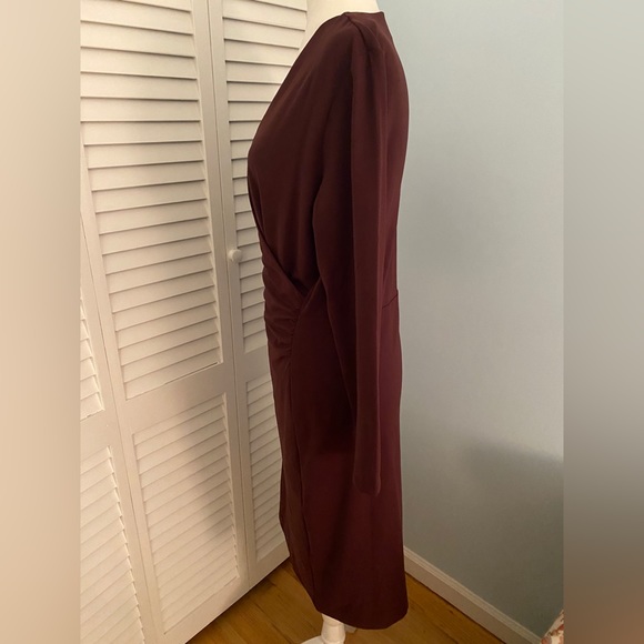 NWOT Ann Taylor wrap style dress - color is maroon - Picture 3 of 5